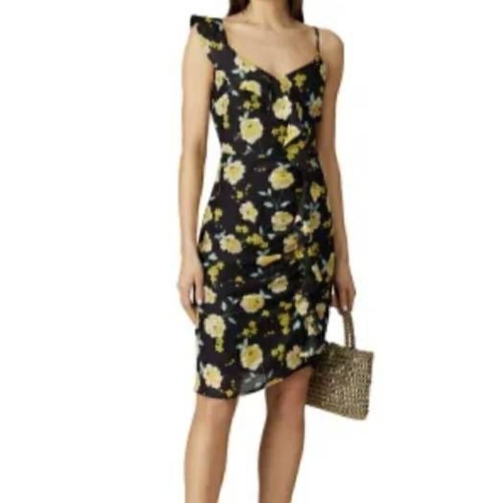 Cupcakes & Cashmere Ariadne Dress Mini Floral Dress Black Sleeveless 8 CK108621